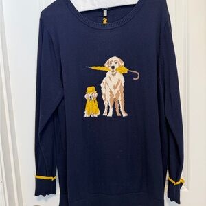 Joules Navy Sweater with Yellow Dog Motif